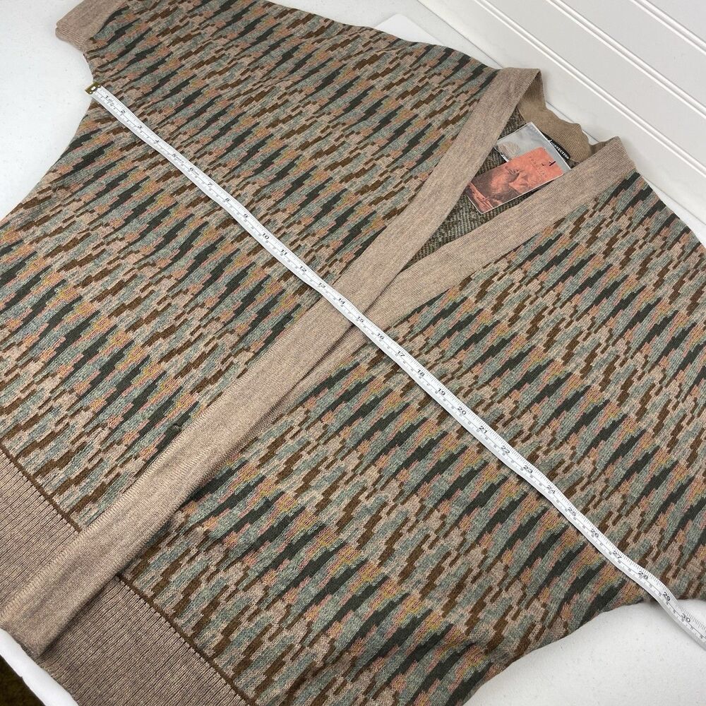 Peruvian Connection Taupe and Teal Patterned Open-Front Cardigan - Picture 9 of 13